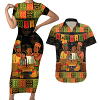 Happy Kwanzaa Couples Matching Short Sleeve Bodycon Dress and Hawaiian Shirt African-American Culture Celebration - Wonder Print Shop