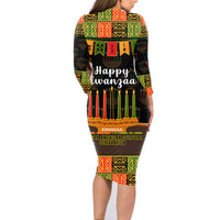 Happy Kwanzaa Family Matching Long Sleeve Bodycon Dress and Hawaiian Shirt African-American Culture Celebration - Wonder Print Shop