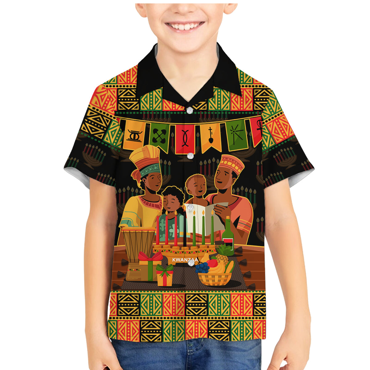 Happy Kwanzaa Family Matching Mermaid Dress and Hawaiian Shirt African-American Culture Celebration - Wonder Print Shop