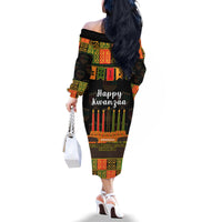 Happy Kwanzaa Family Matching Off Shoulder Long Sleeve Dress and Hawaiian Shirt African-American Culture Celebration - Wonder Print Shop