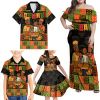 Happy Kwanzaa Family Matching Off Shoulder Maxi Dress and Hawaiian Shirt African-American Culture Celebration - Wonder Print Shop