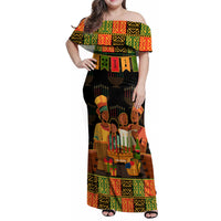 Happy Kwanzaa Family Matching Off Shoulder Maxi Dress and Hawaiian Shirt African-American Culture Celebration - Wonder Print Shop