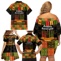 Happy Kwanzaa Family Matching Off Shoulder Short Dress and Hawaiian Shirt African-American Culture Celebration - Wonder Print Shop