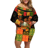 Happy Kwanzaa Family Matching Off Shoulder Short Dress and Hawaiian Shirt African-American Culture Celebration - Wonder Print Shop