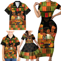 Happy Kwanzaa Family Matching Short Sleeve Bodycon Dress and Hawaiian Shirt African-American Culture Celebration - Wonder Print Shop