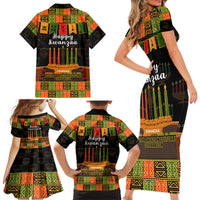 Happy Kwanzaa Family Matching Short Sleeve Bodycon Dress and Hawaiian Shirt African-American Culture Celebration - Wonder Print Shop