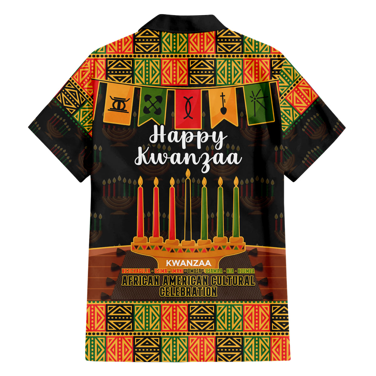 Happy Kwanzaa Family Matching Short Sleeve Bodycon Dress and Hawaiian Shirt African-American Culture Celebration - Wonder Print Shop