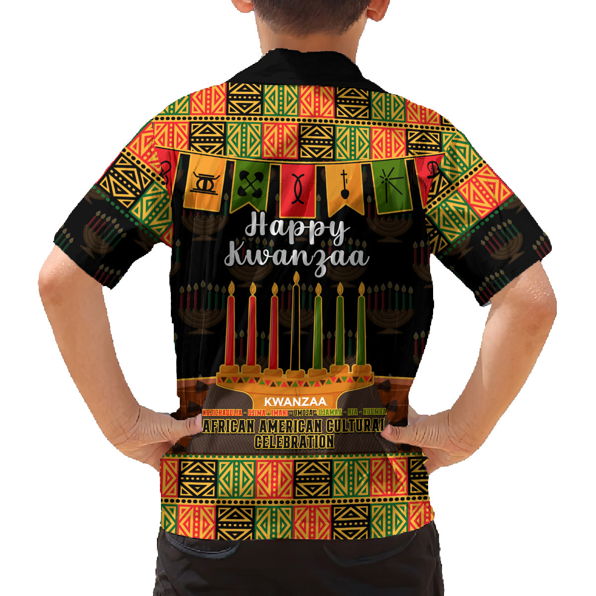 Happy Kwanzaa Family Matching Tank Maxi Dress and Hawaiian Shirt African-American Culture Celebration - Wonder Print Shop