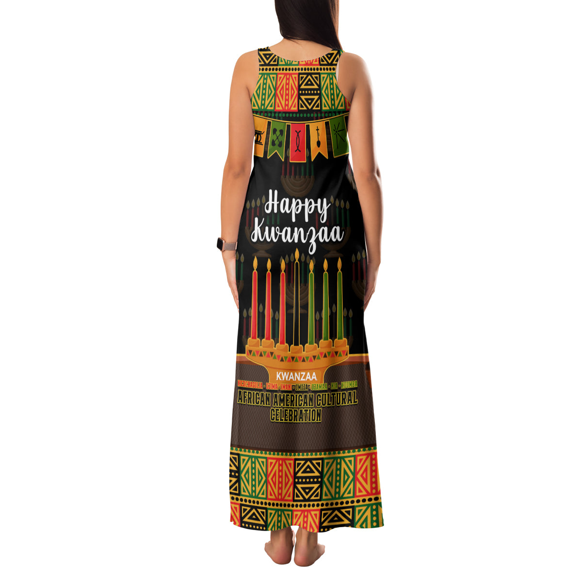 Happy Kwanzaa Family Matching Tank Maxi Dress and Hawaiian Shirt African-American Culture Celebration - Wonder Print Shop