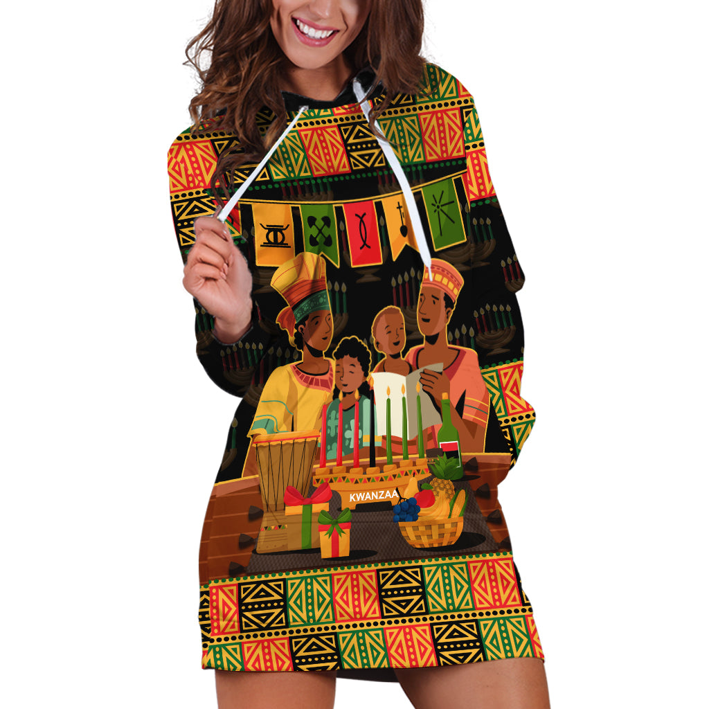 Happy Kwanzaa Hoodie Dress African-American Culture Celebration - Wonder Print Shop
