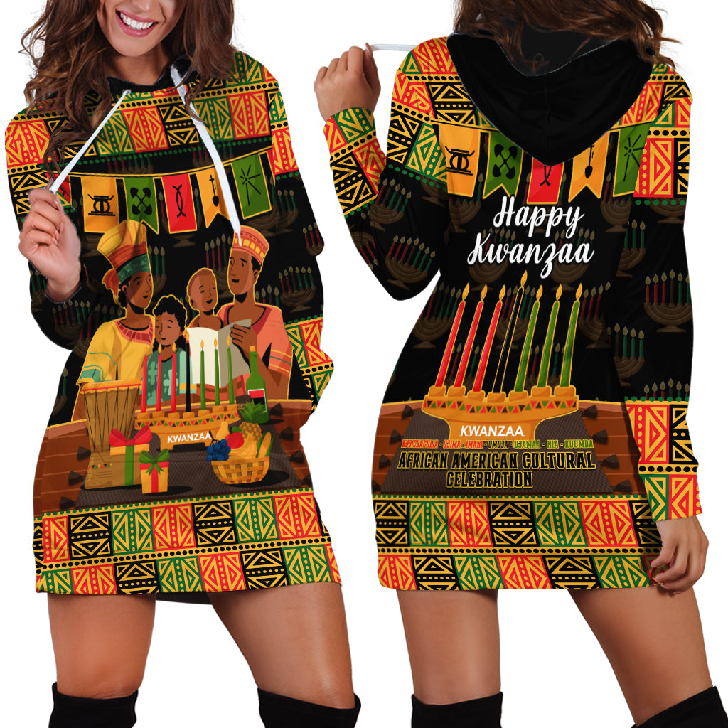 Happy Kwanzaa Hoodie Dress African-American Culture Celebration - Wonder Print Shop