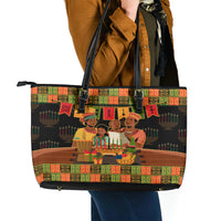 Happy Kwanzaa Leather Tote Bag African-American Culture Celebration - Wonder Print Shop