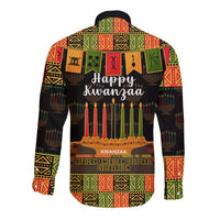 Happy Kwanzaa Long Sleeve Button Shirt African-American Culture Celebration - Wonder Print Shop