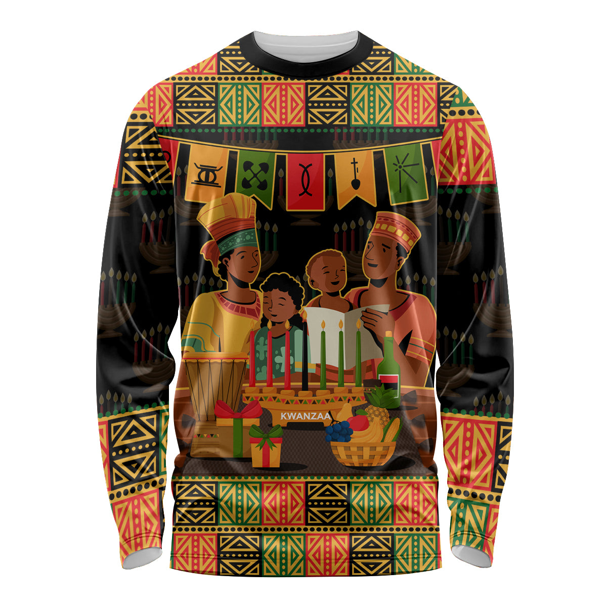 Happy Kwanzaa Long Sleeve Shirt African-American Culture Celebration - Wonder Print Shop