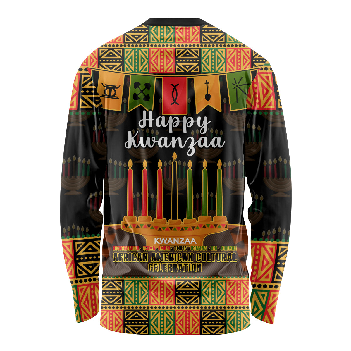 Happy Kwanzaa Long Sleeve Shirt African-American Culture Celebration - Wonder Print Shop