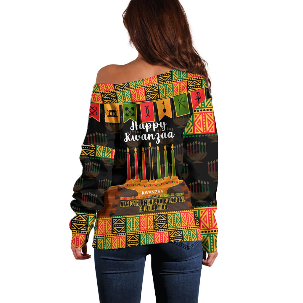 Happy Kwanzaa Off Shoulder Sweater African-American Culture Celebration - Wonder Print Shop