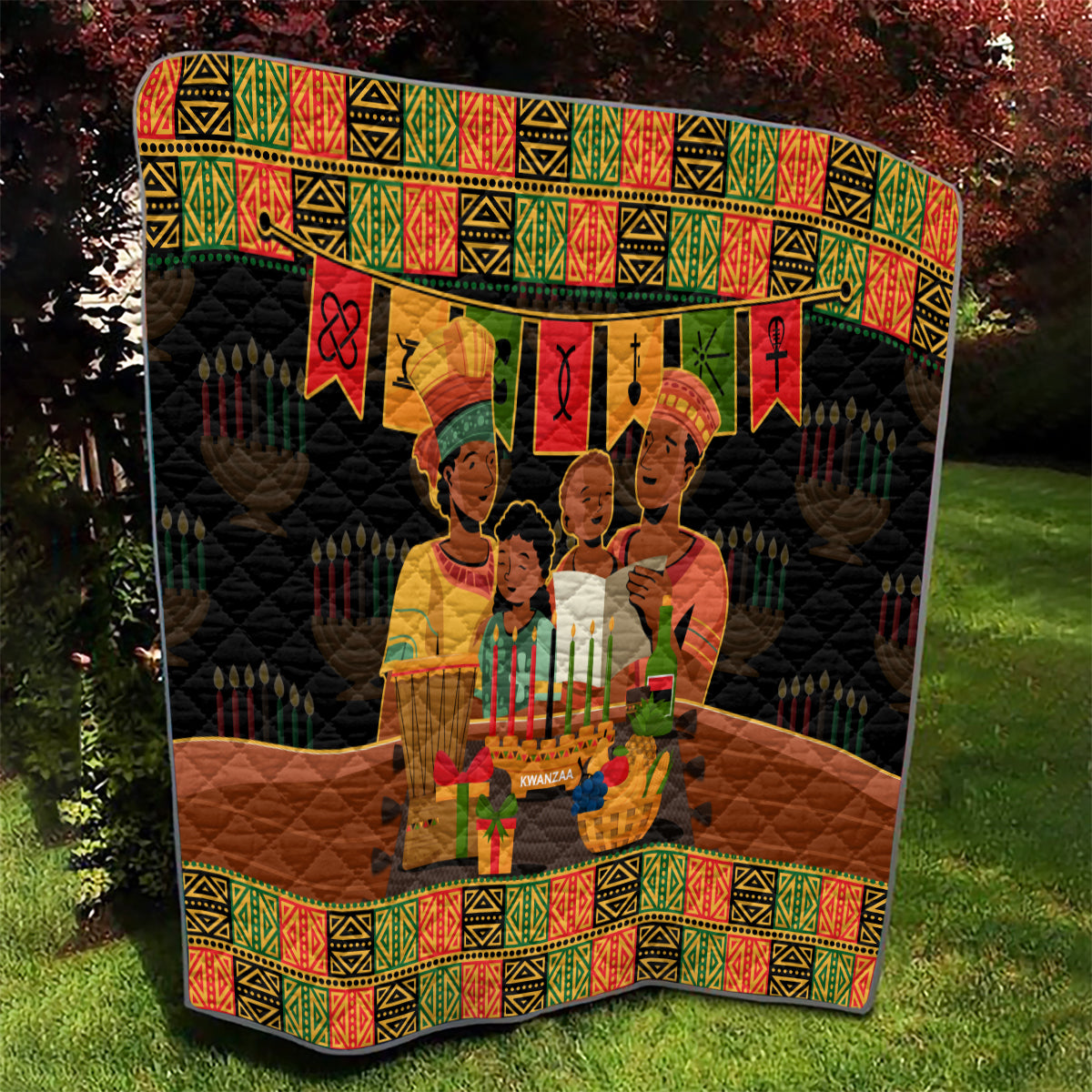 Happy Kwanzaa Quilt African-American Culture Celebration - Wonder Print Shop