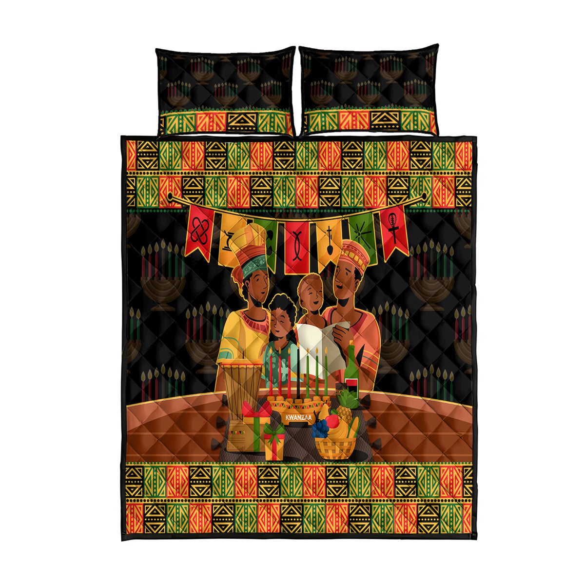 Happy Kwanzaa Quilt Bed Set African-American Culture Celebration - Wonder Print Shop