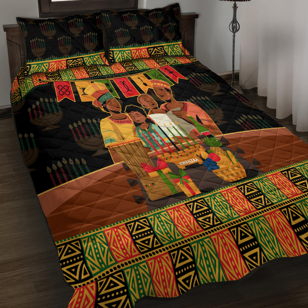 Happy Kwanzaa Quilt Bed Set African-American Culture Celebration - Wonder Print Shop