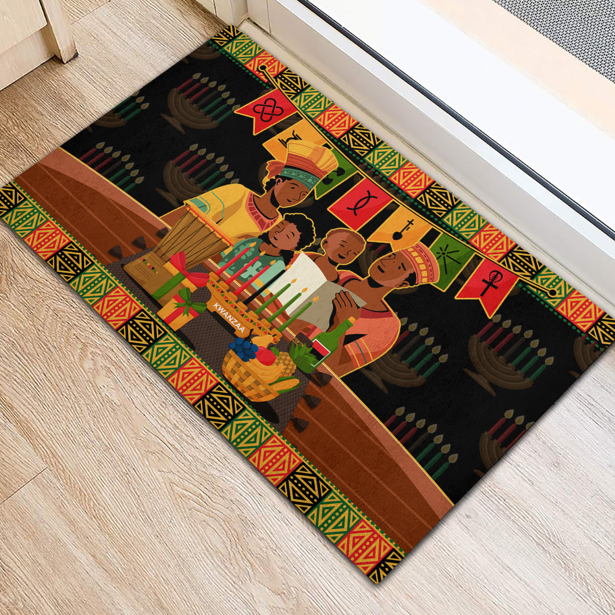 Happy Kwanzaa Rubber Doormat African-American Culture Celebration - Wonder Print Shop