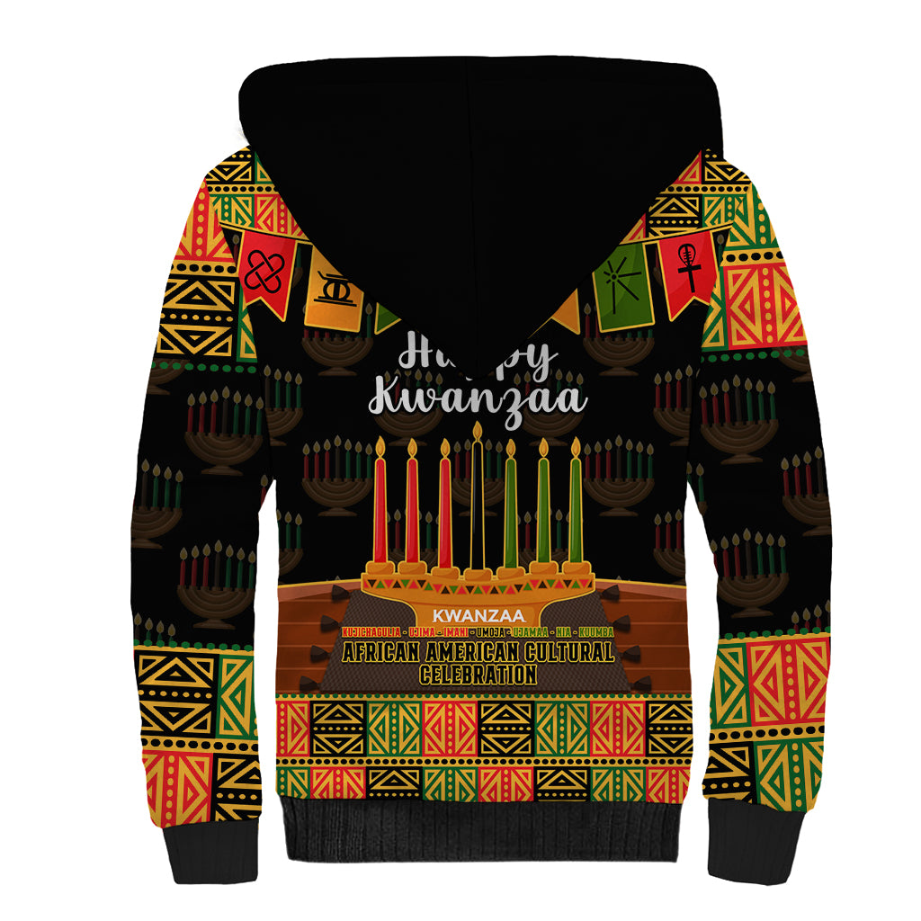 Happy Kwanzaa Sherpa Hoodie African-American Culture Celebration - Wonder Print Shop
