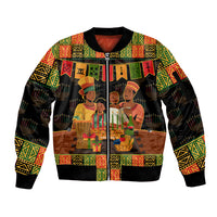 Happy Kwanzaa Sleeve Zip Bomber Jacket African-American Culture Celebration - Wonder Print Shop