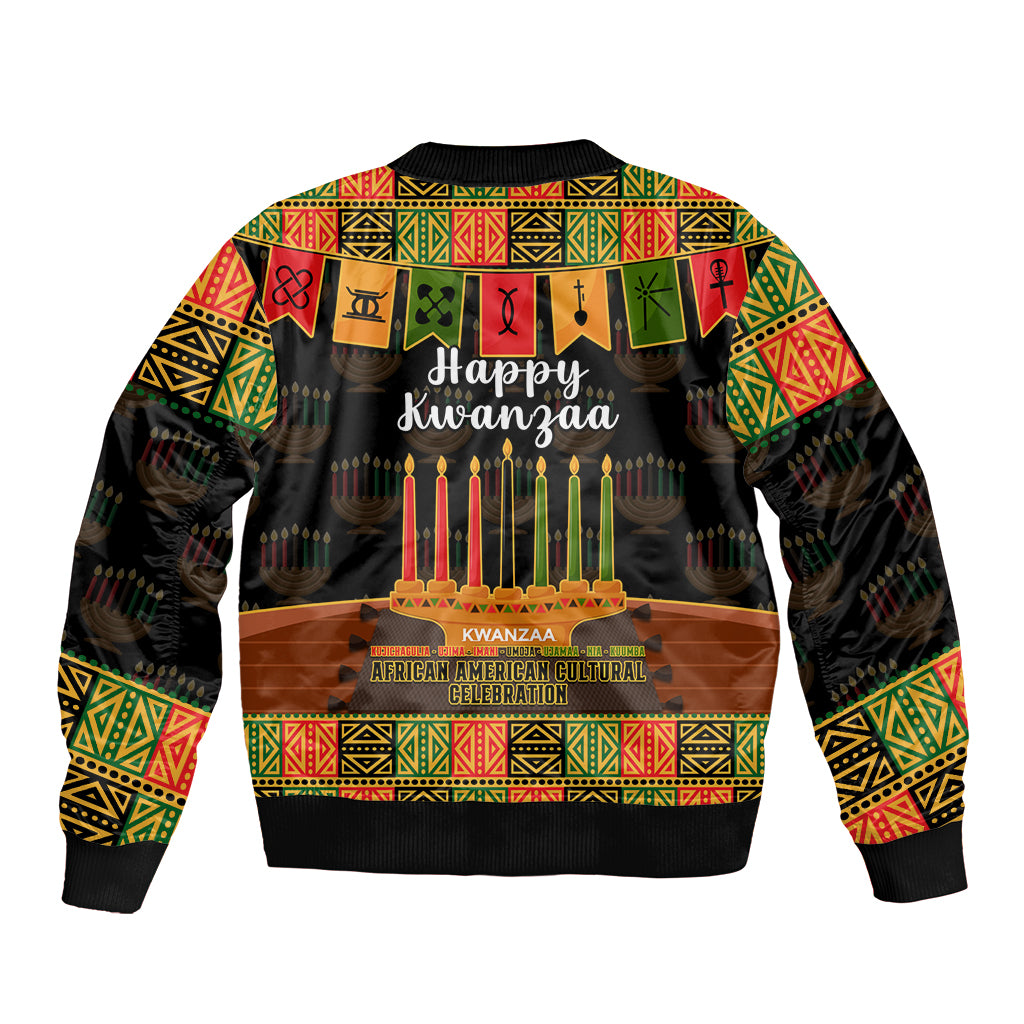 Happy Kwanzaa Sleeve Zip Bomber Jacket African-American Culture Celebration - Wonder Print Shop