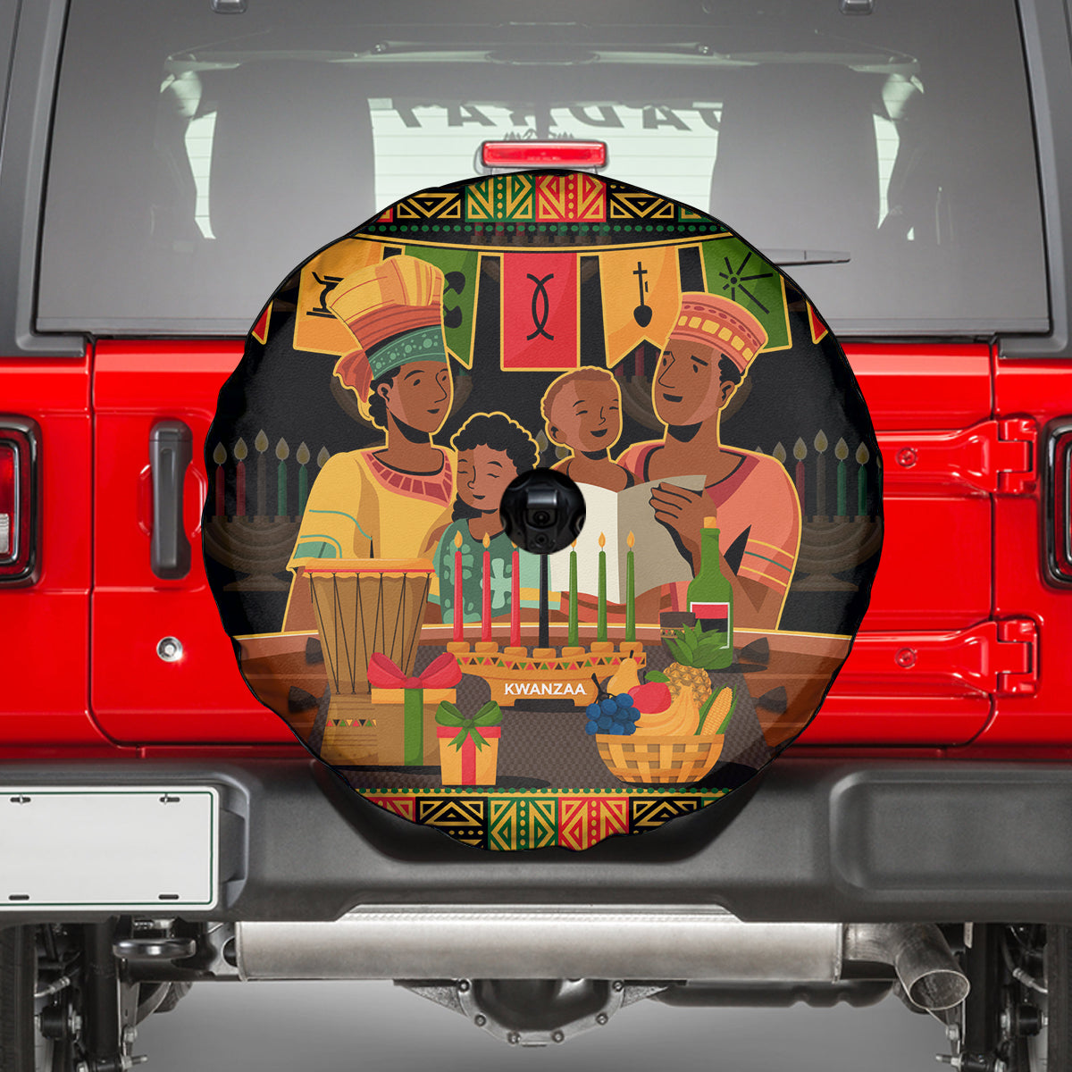 Happy Kwanzaa Spare Tire Cover African-American Culture Celebration - Wonder Print Shop