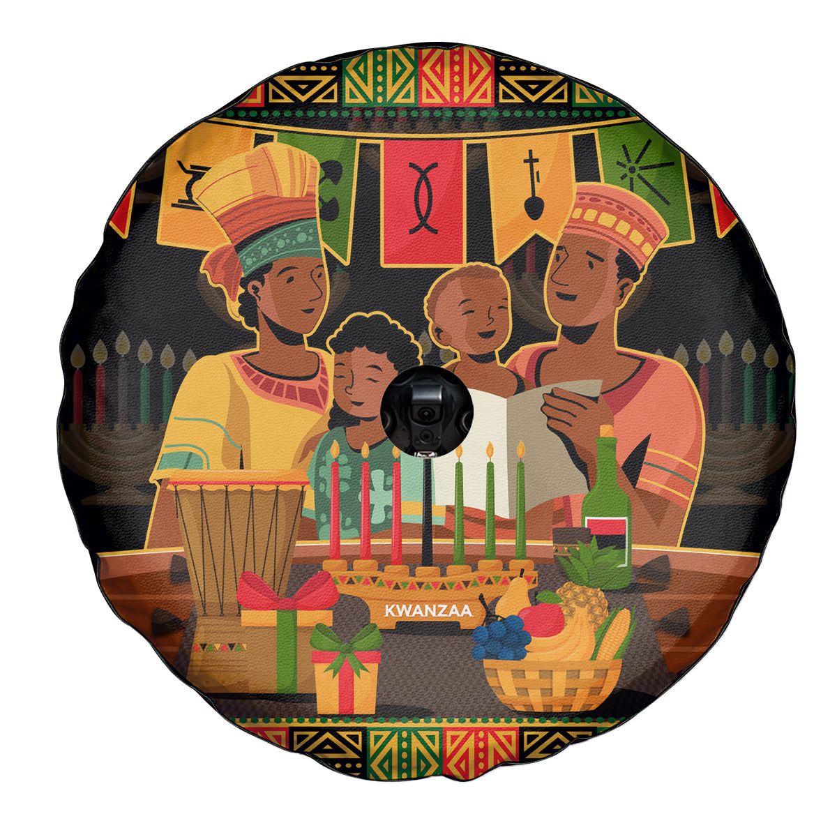 Happy Kwanzaa Spare Tire Cover African-American Culture Celebration - Wonder Print Shop