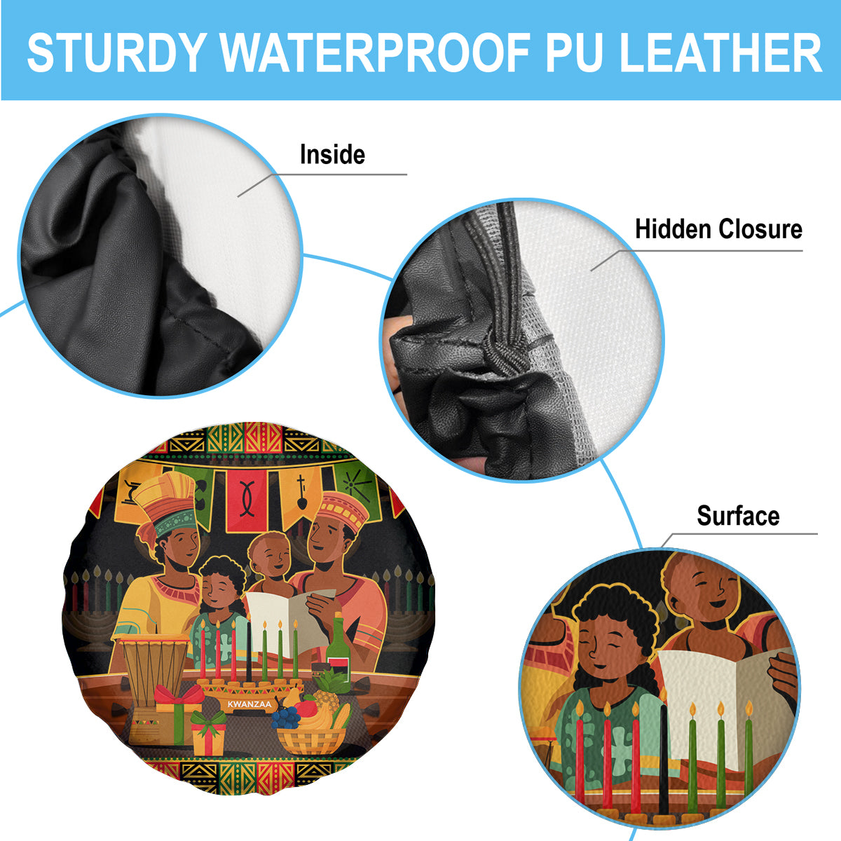 Happy Kwanzaa Spare Tire Cover African-American Culture Celebration - Wonder Print Shop