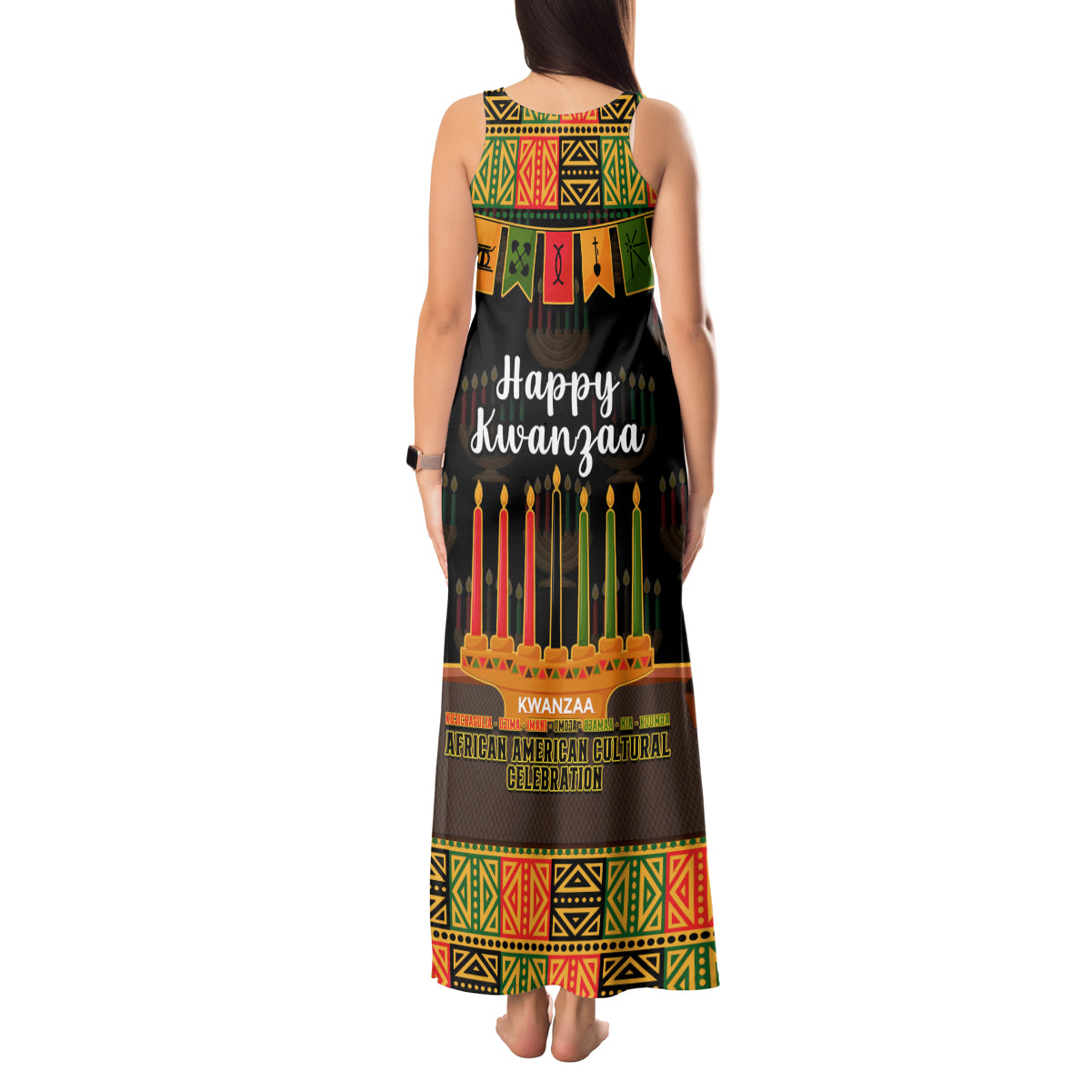 Happy Kwanzaa Tank Maxi Dress African-American Culture Celebration - Wonder Print Shop