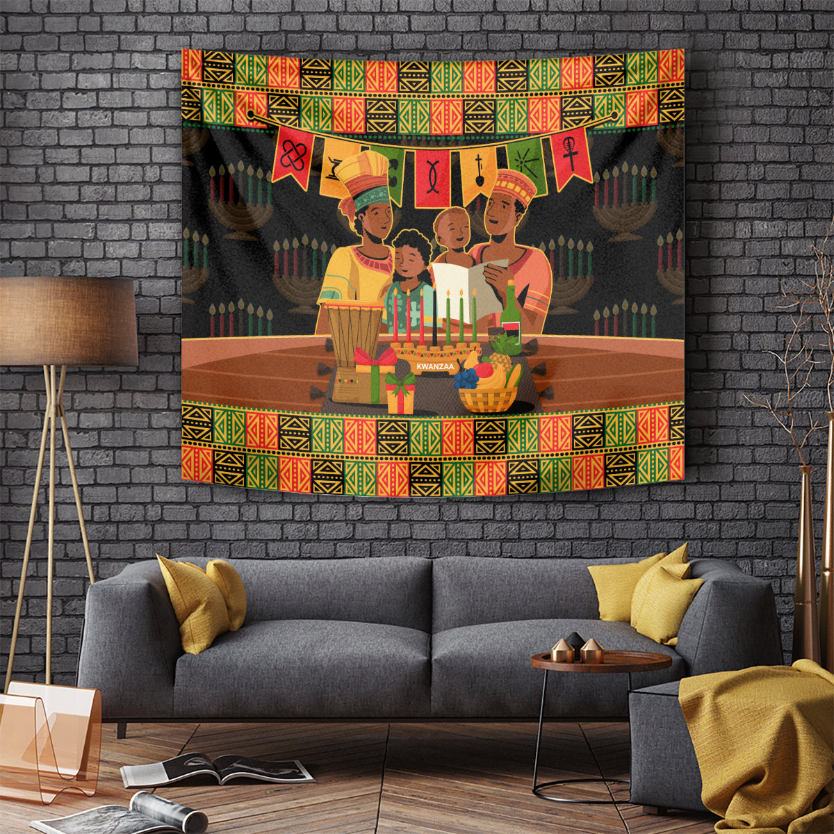 Happy Kwanzaa Tapestry African-American Culture Celebration - Wonder Print Shop