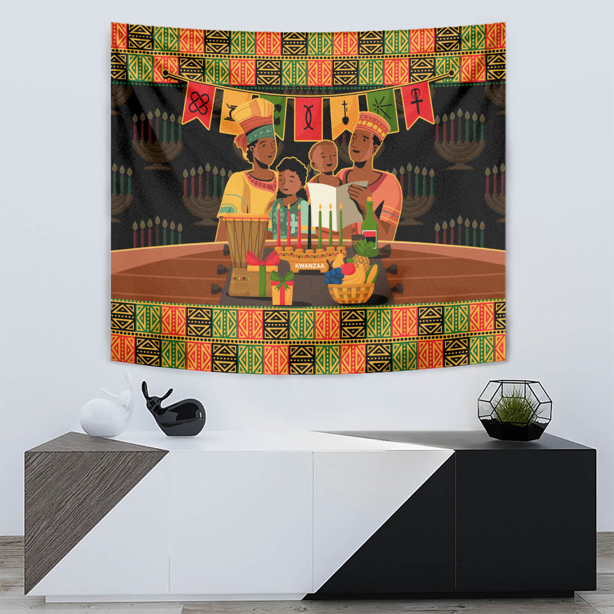 Happy Kwanzaa Tapestry African-American Culture Celebration - Wonder Print Shop