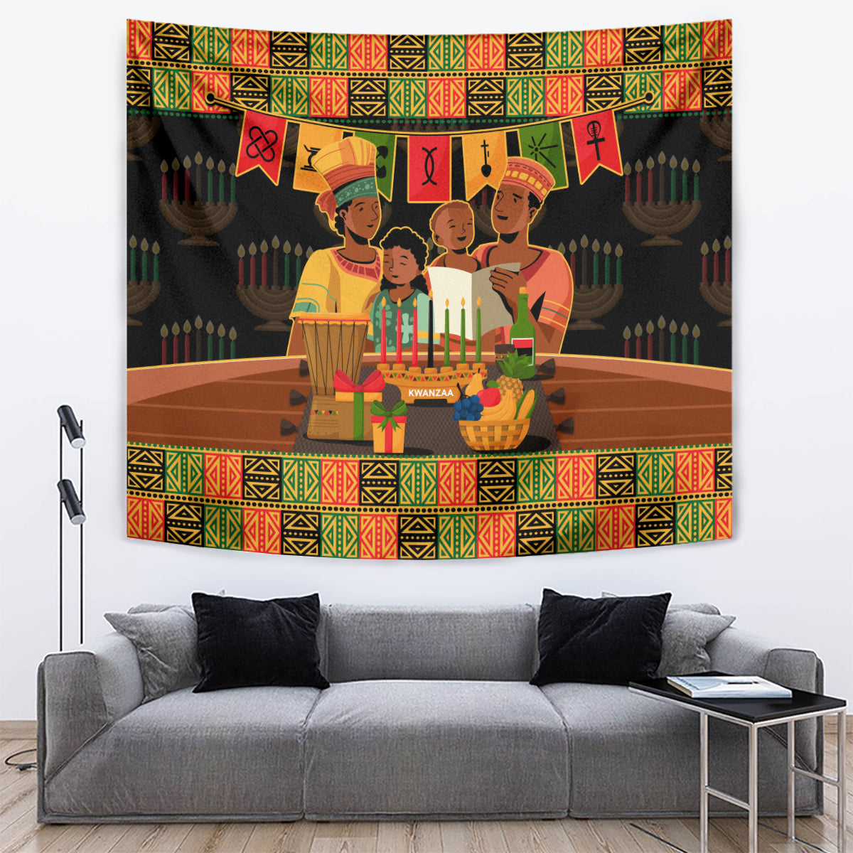 Happy Kwanzaa Tapestry African-American Culture Celebration - Wonder Print Shop