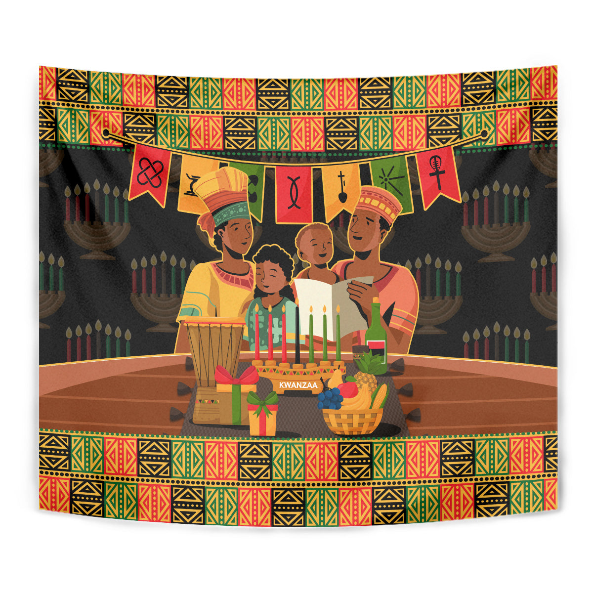 Happy Kwanzaa Tapestry African-American Culture Celebration - Wonder Print Shop
