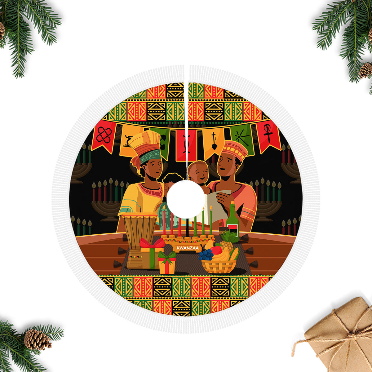 Happy Kwanzaa Tree Skirt African-American Culture Celebration - Wonder Print Shop