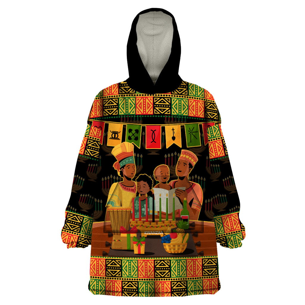 Happy Kwanzaa Wearable Blanket Hoodie African-American Culture Celebration - Wonder Print Shop