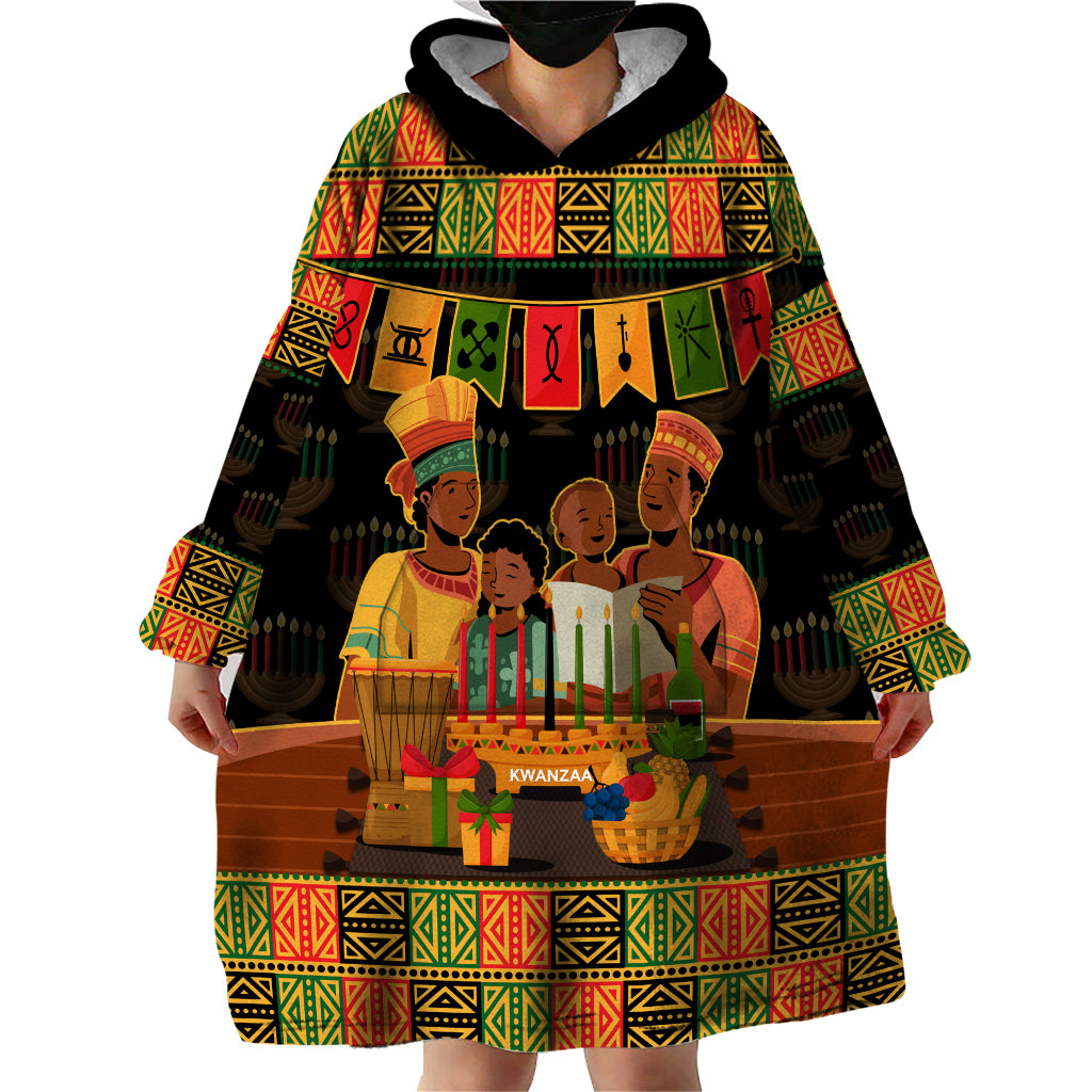 Happy Kwanzaa Wearable Blanket Hoodie African-American Culture Celebration - Wonder Print Shop