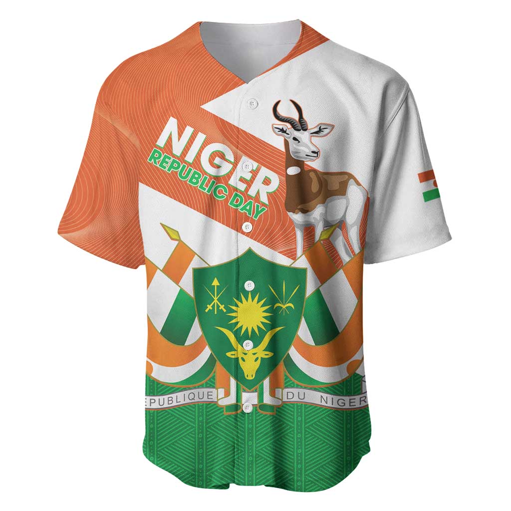 Niger Republic Day Baseball Jersey Coat Of Arms With Dama Gazelle - Wonder Print Shop