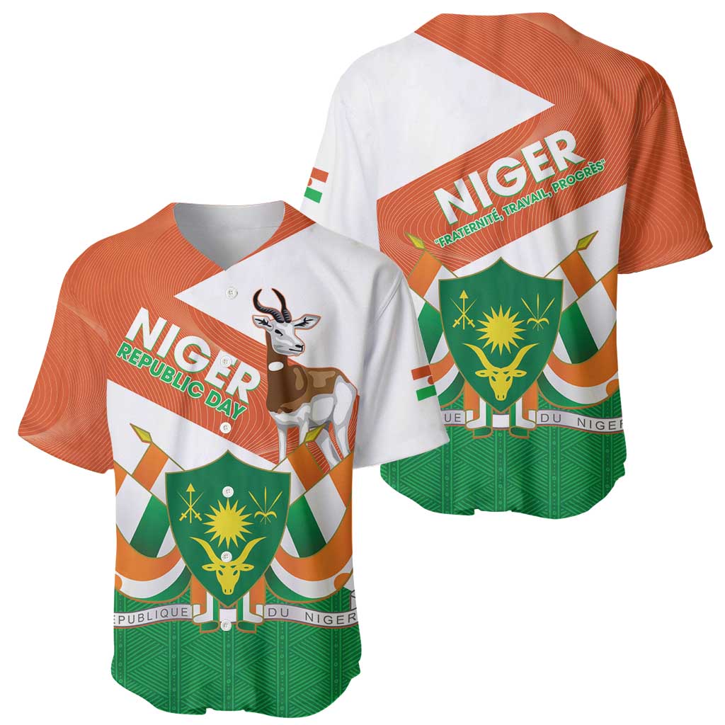 Niger Republic Day Baseball Jersey Coat Of Arms With Dama Gazelle - Wonder Print Shop