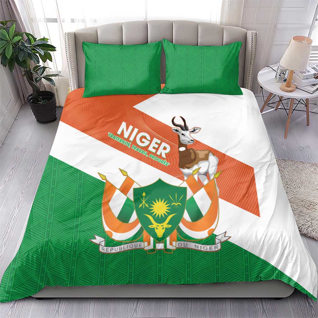 Niger Republic Day Bedding Set Coat Of Arms With Dama Gazelle - Wonder Print Shop