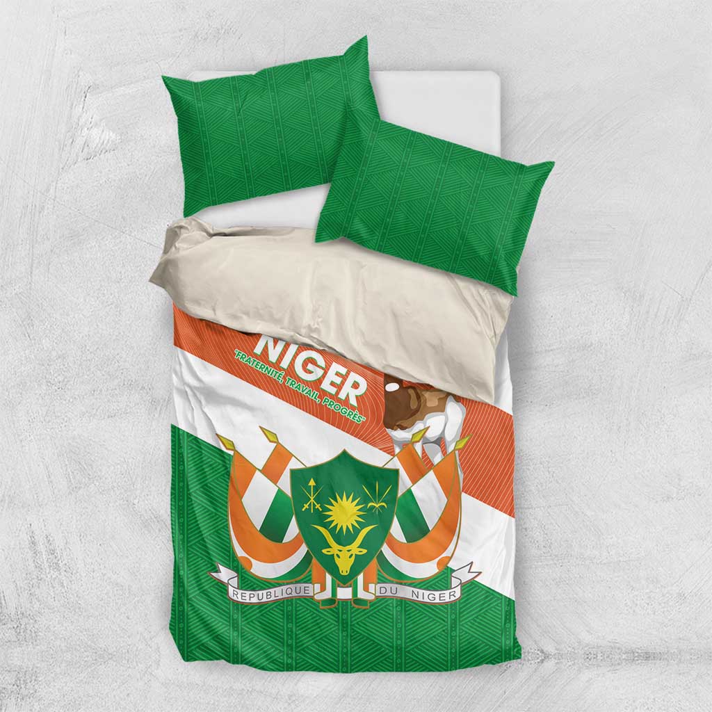Niger Republic Day Bedding Set Coat Of Arms With Dama Gazelle - Wonder Print Shop