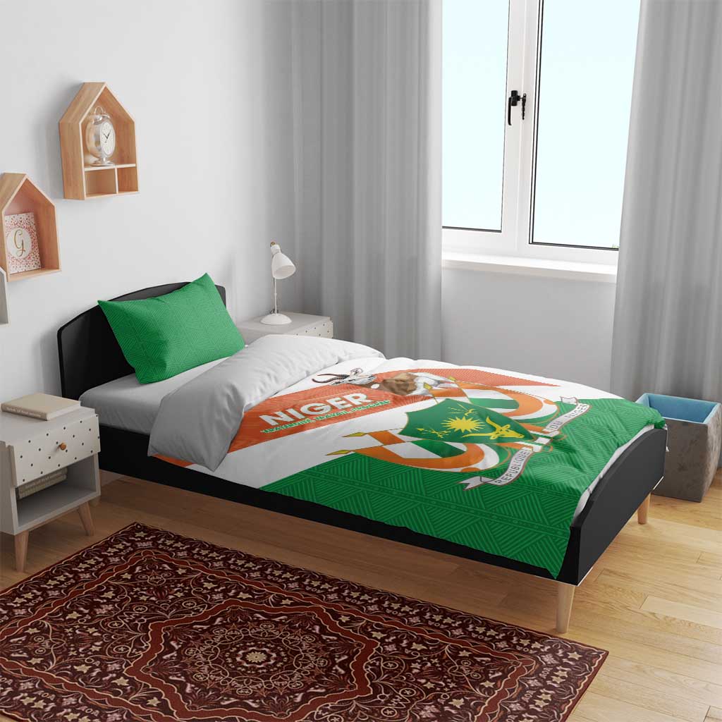 Niger Republic Day Bedding Set Coat Of Arms With Dama Gazelle - Wonder Print Shop