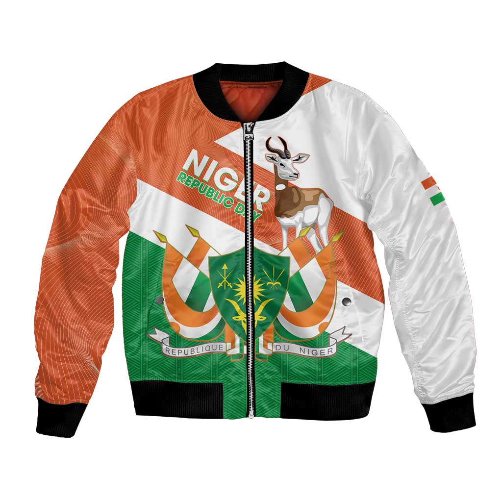 Niger Republic Day Bomber Jacket Coat Of Arms With Dama Gazelle - Wonder Print Shop