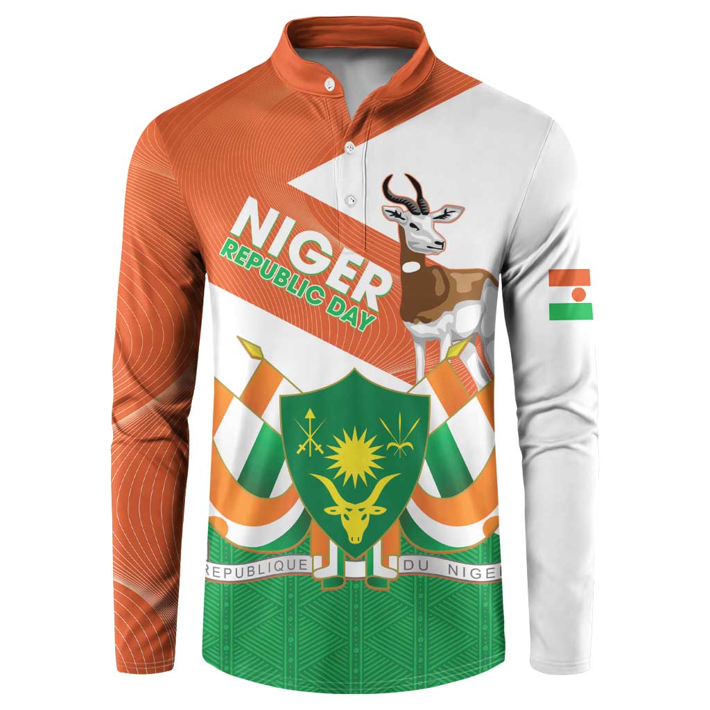 Niger Republic Day Button Sweatshirt Coat Of Arms With Dama Gazelle - Wonder Print Shop