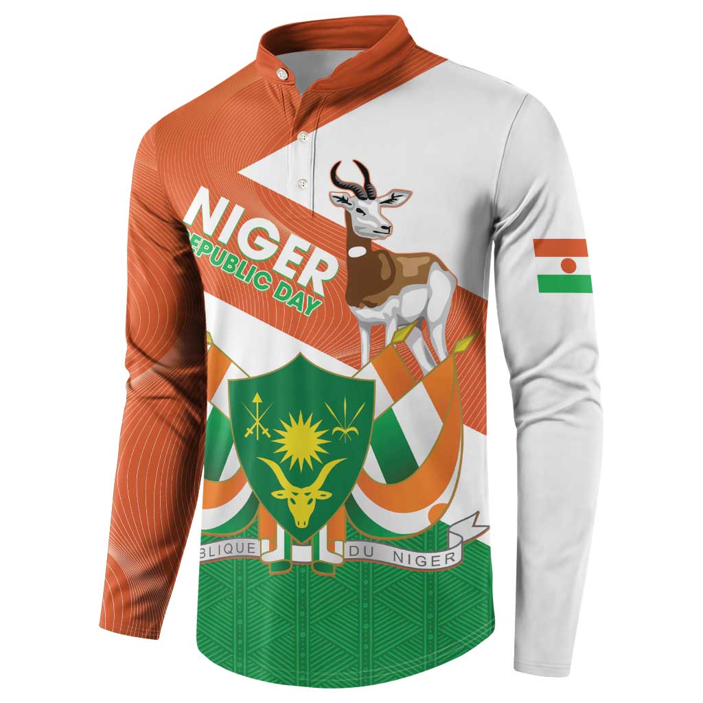 Niger Republic Day Button Sweatshirt Coat Of Arms With Dama Gazelle - Wonder Print Shop