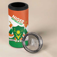 Niger Republic Day 4 in 1 Can Cooler Tumbler Coat Of Arms With Dama Gazelle - Wonder Print Shop