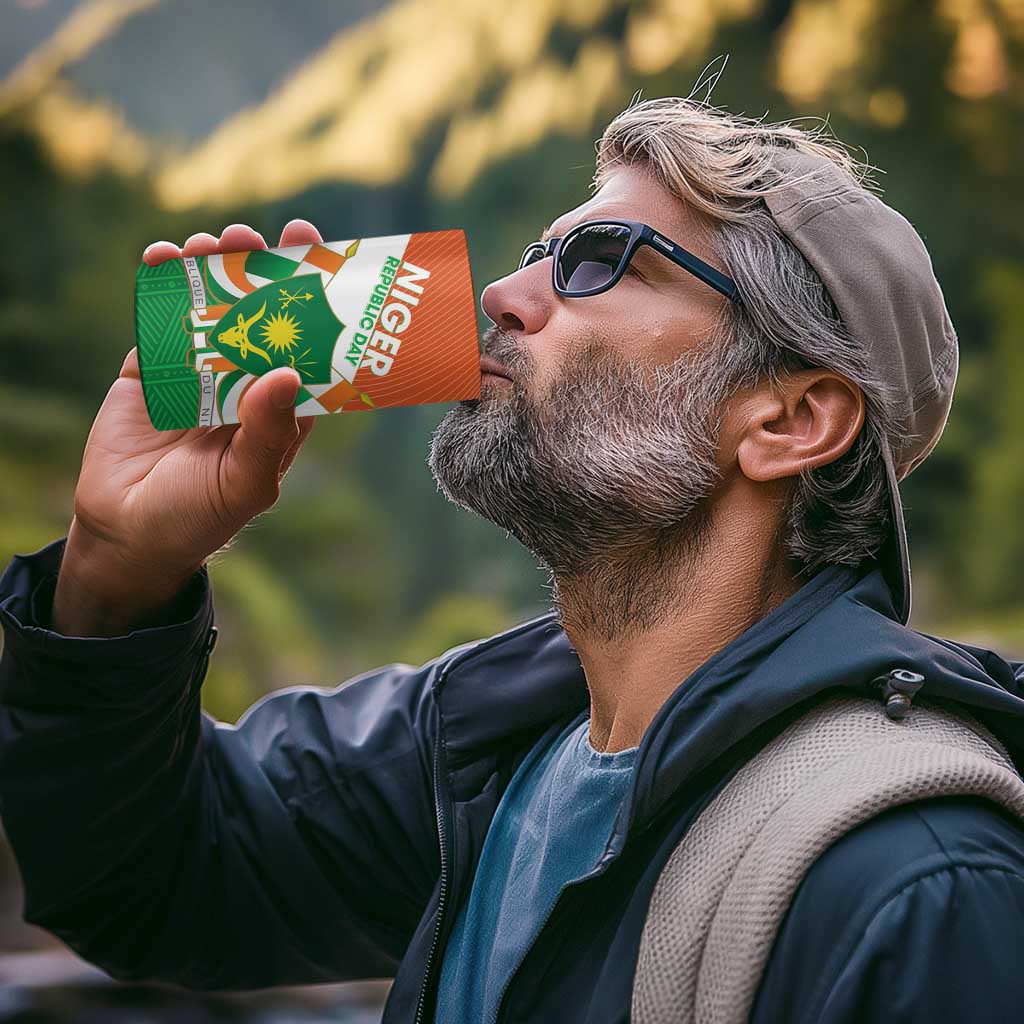 Niger Republic Day 4 in 1 Can Cooler Tumbler Coat Of Arms With Dama Gazelle - Wonder Print Shop