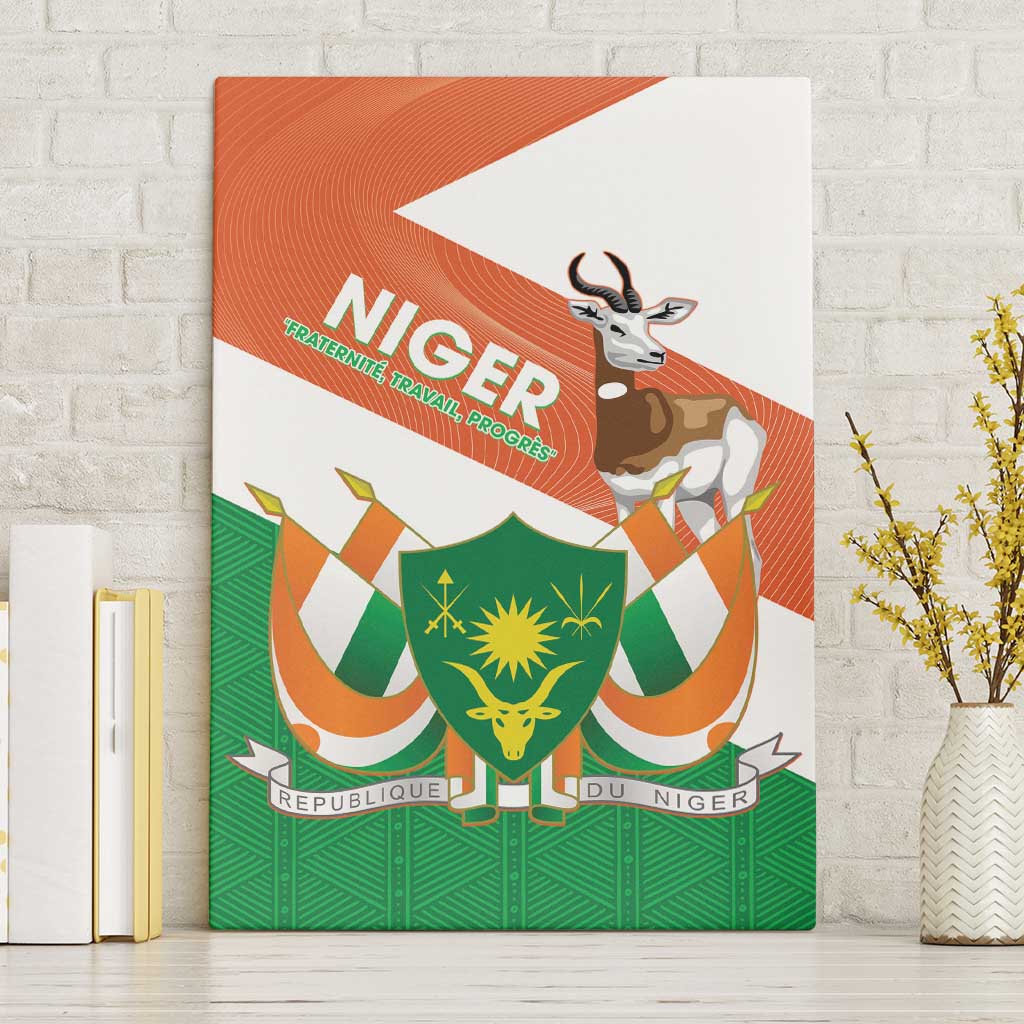 Niger Republic Day Canvas Wall Art Coat Of Arms With Dama Gazelle - Wonder Print Shop