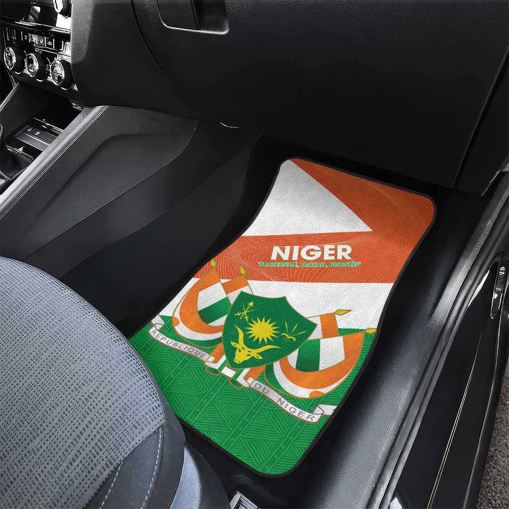 Niger Republic Day Car Mats Coat Of Arms With Dama Gazelle - Wonder Print Shop
